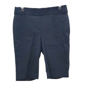 Briggs Women's Dark Navy Blue Pull On Elastic Waist Bermuda Dress Shorts Size 6